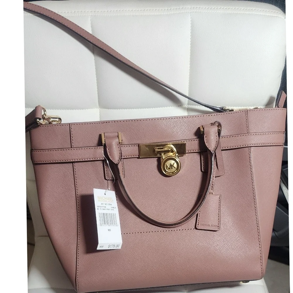Michael Kors Medium TZ Snap Pocket Tote Pink Saffiano 38F8GTTT8B
